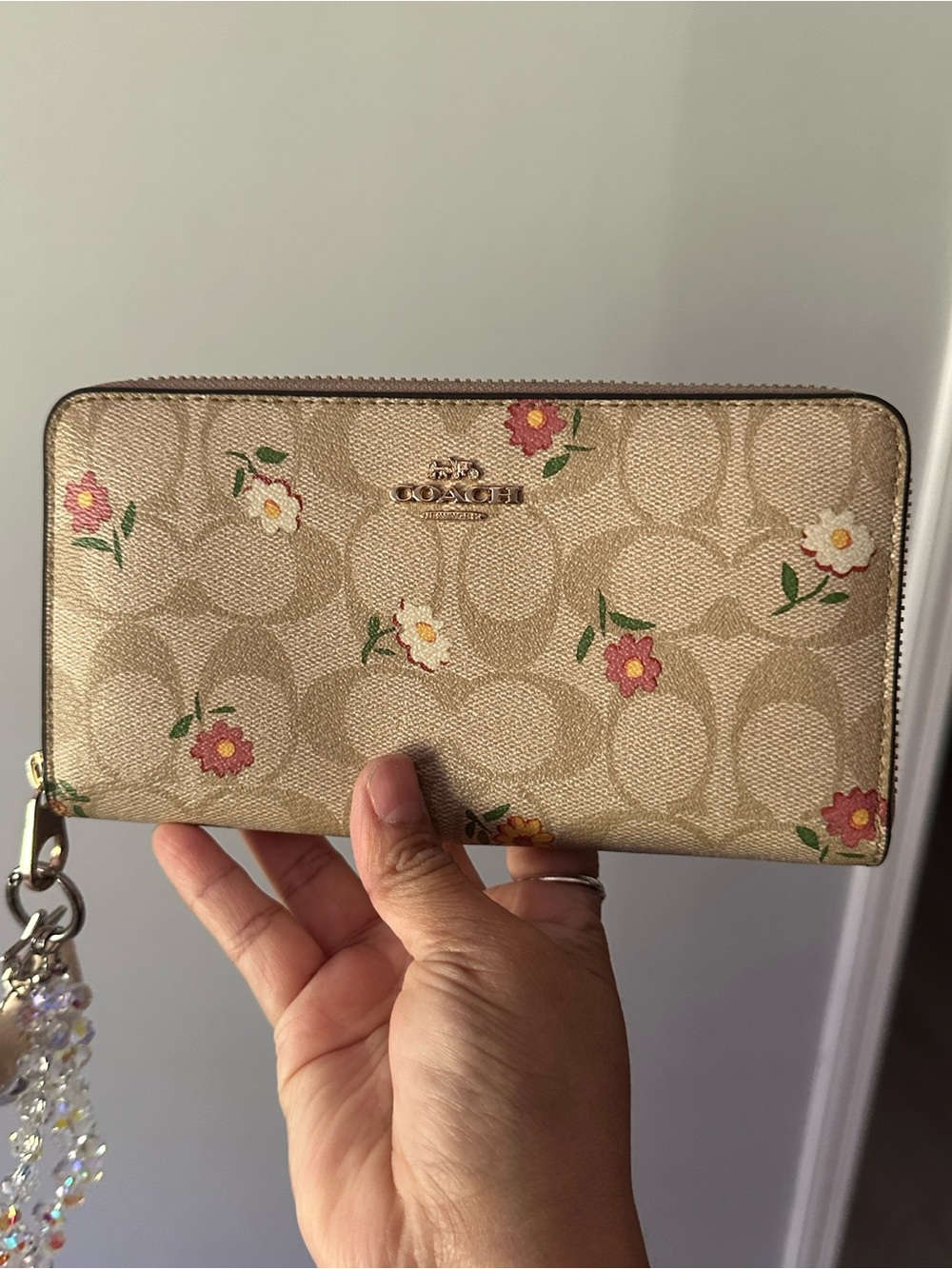 Coach Accordion Zipper Around Wallet with floral Print